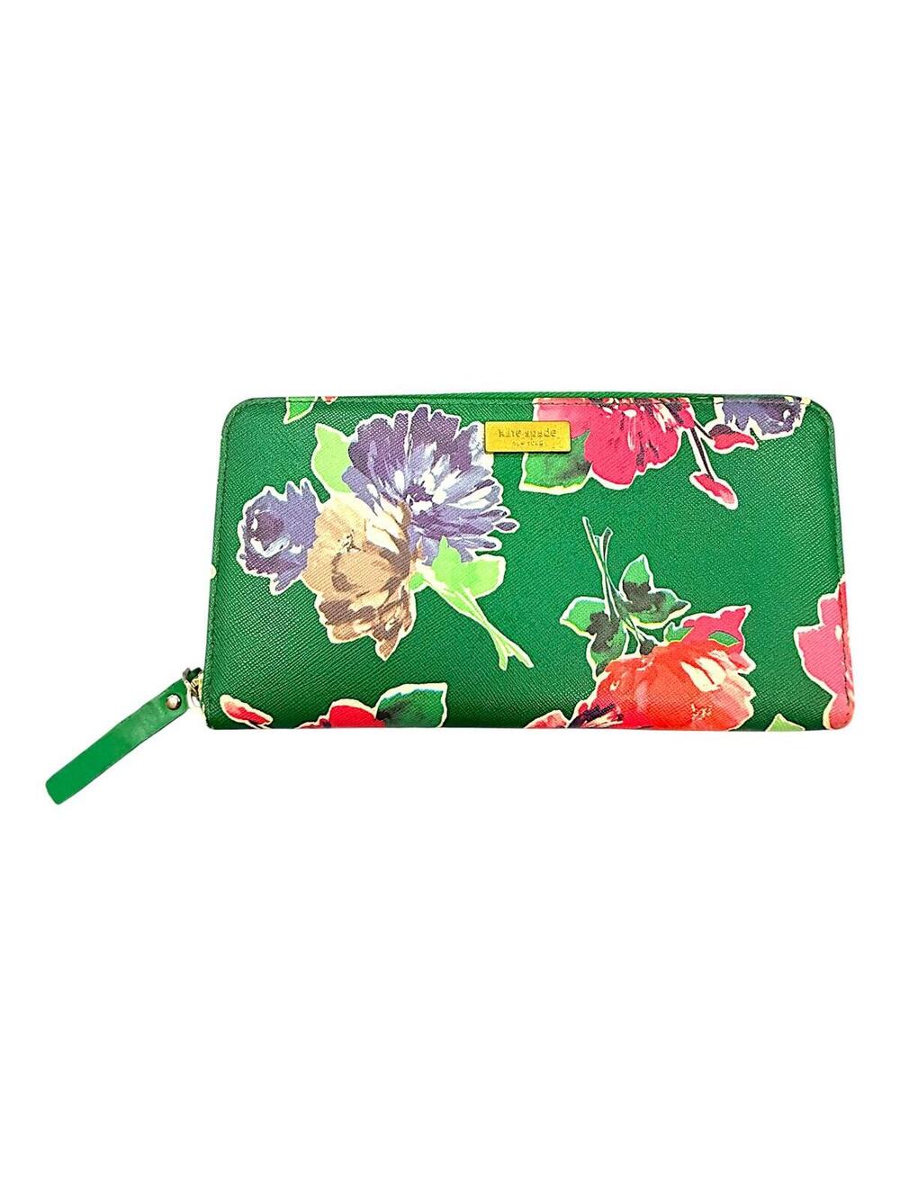 Kate Spade Grant Street Stacy Green Spring Bloom Bi-fold Zip Wallet